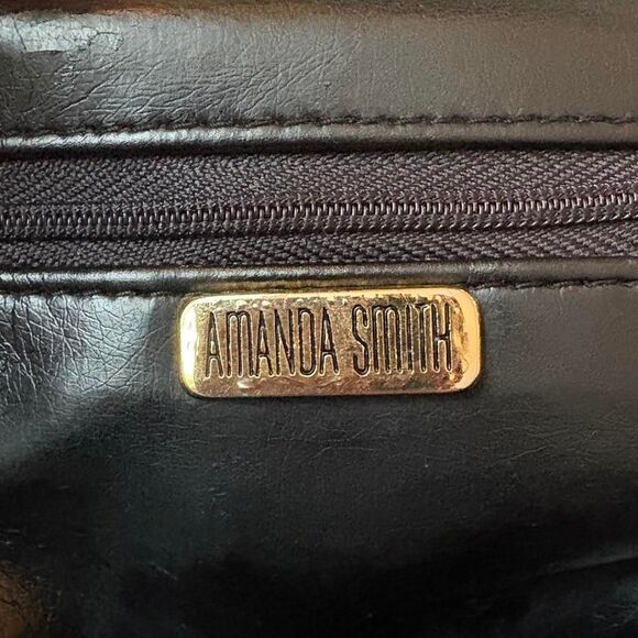 Amanda Smith Black Crossbody Zipper Purse Bag Vintage Faux Leather - Picture 5 of 6